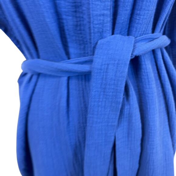 Magaschoni Blue Gauze Organic Cotton Dress/cover up  button down Size Small - Picture 7 of 10